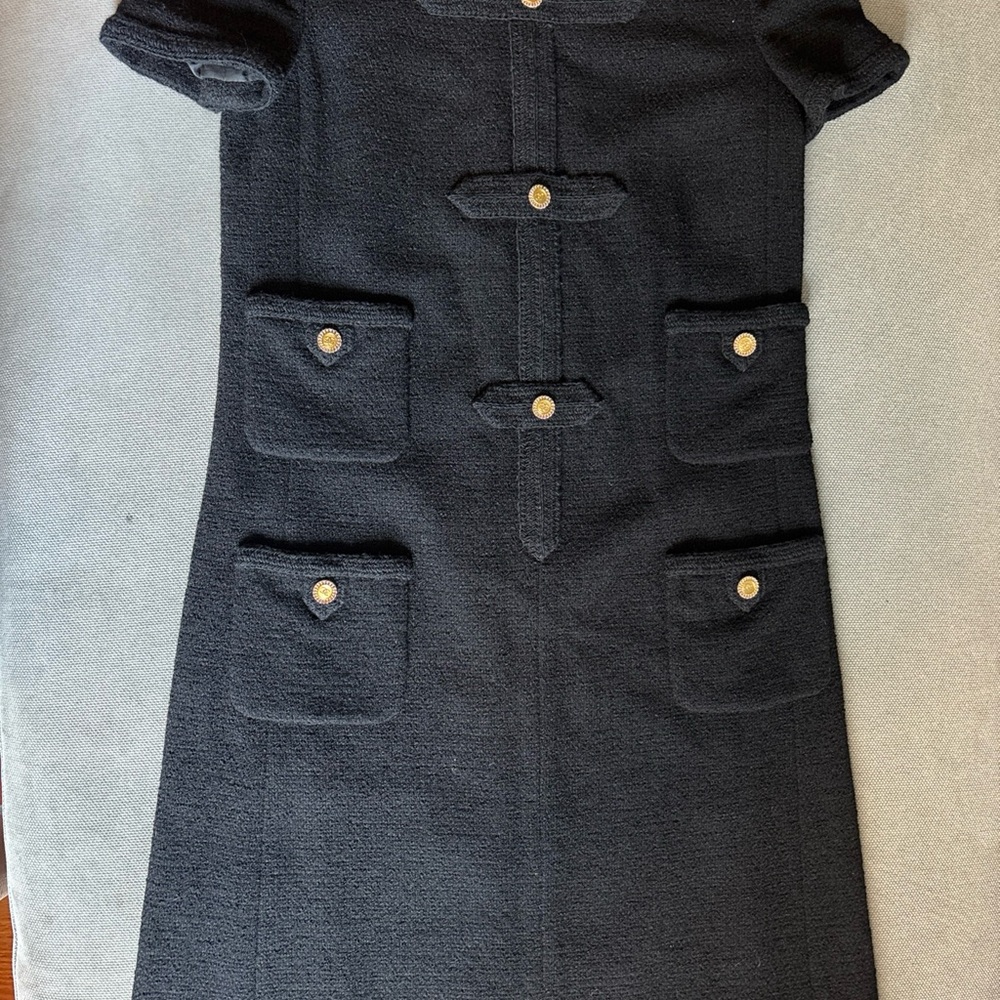 Chanel Vintage Black Wool Tweed Dress with Gold CC Buttons Y2K - Karl Lagerfeld - Picture 11 of 16